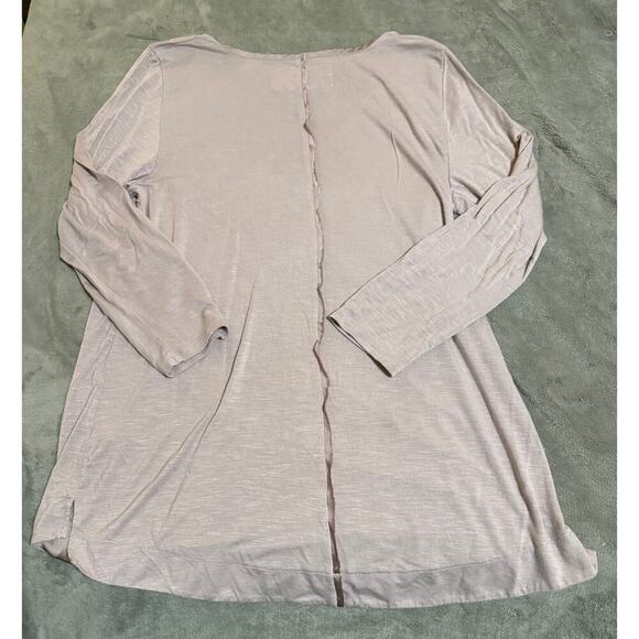 Anthro Pure Good V Neck 3/4 Length Sleeve Tunic Top Purple Lavender SZ Large - Picture 3 of 8